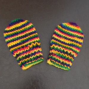🟢Knit Rainbow Infant Mittens